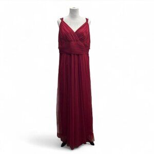 Ever-Pretty Gown V-Neck Tulle Back Drape Formal Maxi Dress Deep Red Size 20 XXL